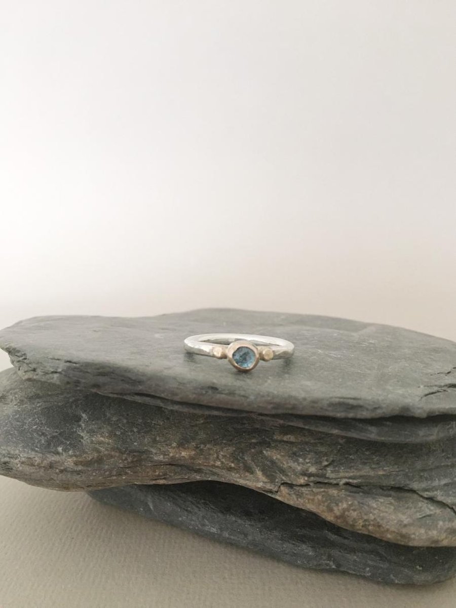 Blue Topaz Ring - Solitaire Ring - Blue Stone Ring - Topaz Ring - Stacking Ring