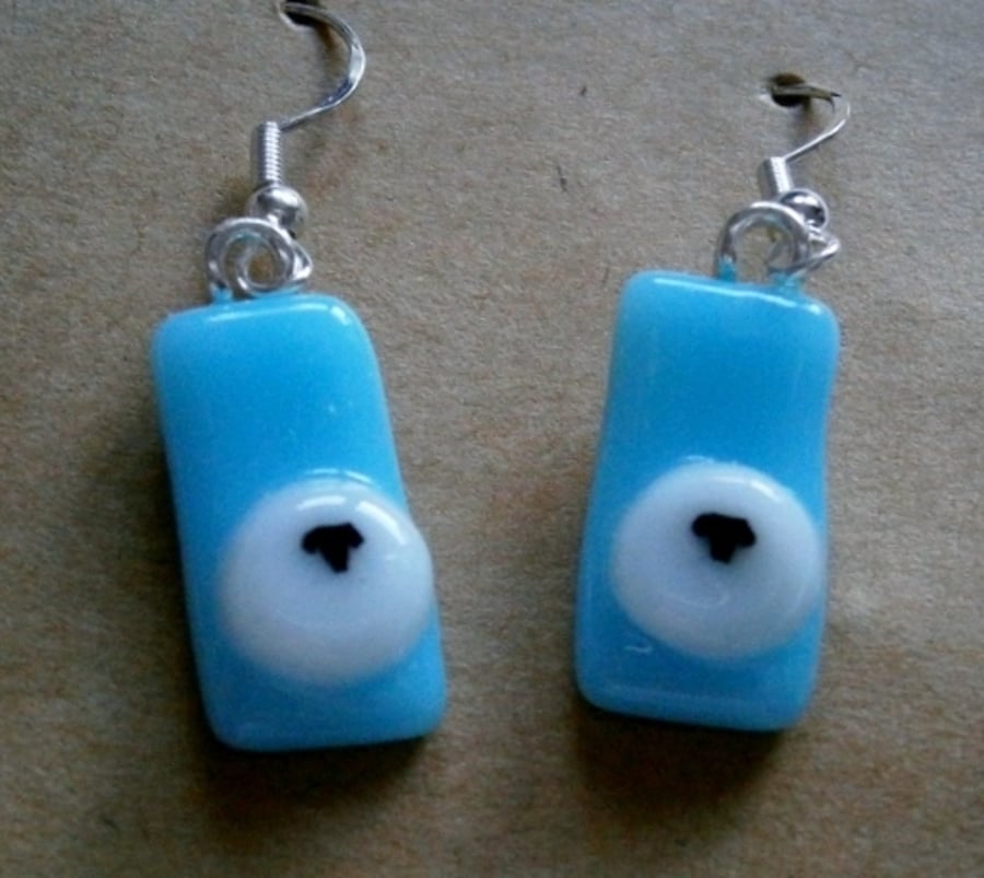 Fused glass Sheepy earrings