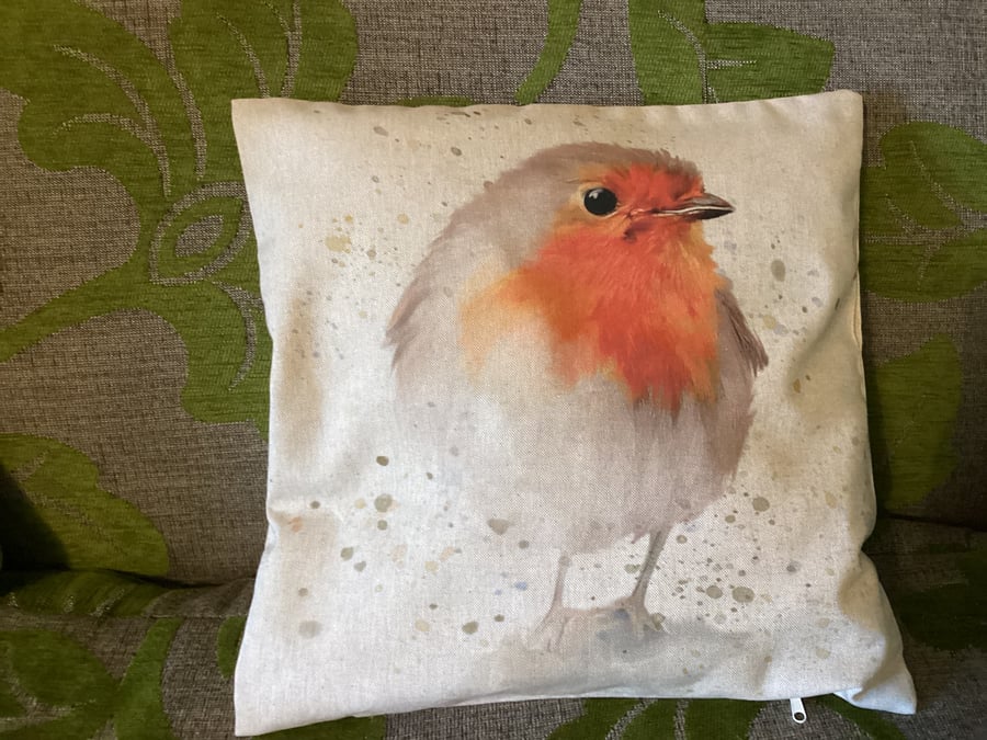 Christmas Robin cushion cover 40cm x 40cm