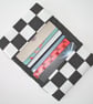 Credit Card Wallet Ska Black and White Check 6 Pockets For Cards Two Tone