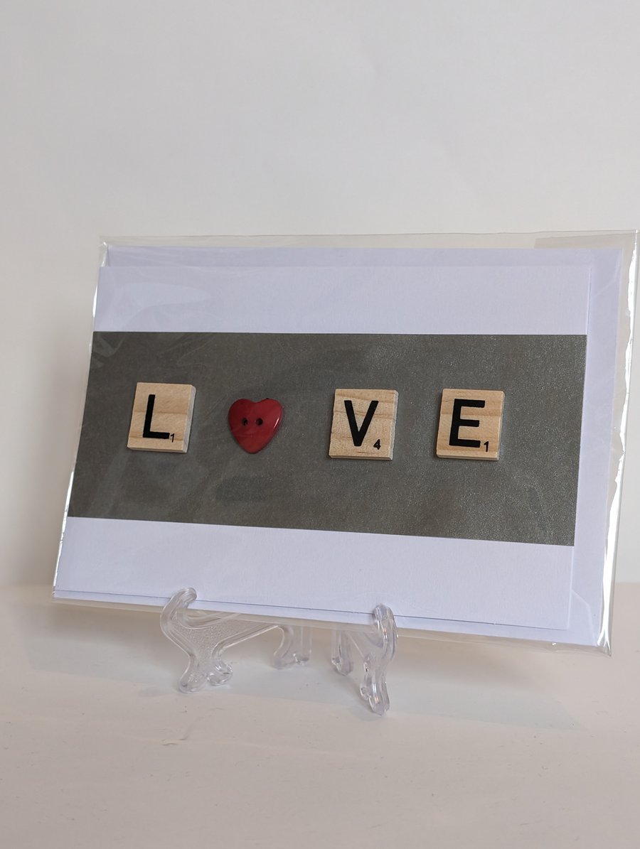 Handmade Love scrabble greetings card