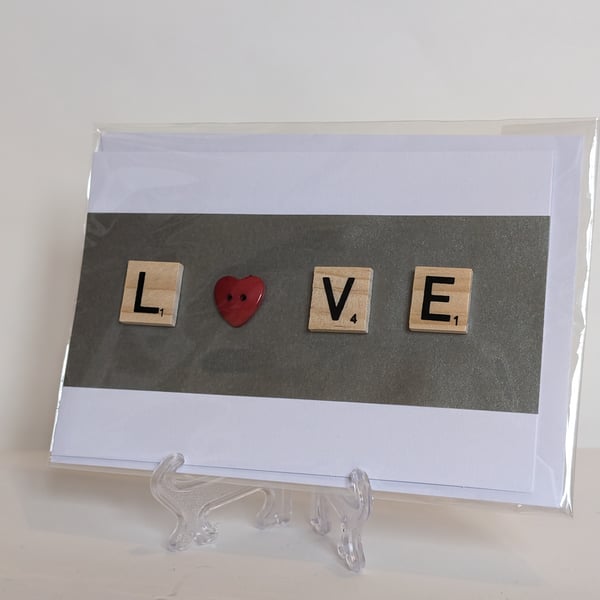Handmade Love scrabble greetings card