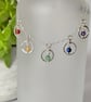 18" Sterling Silver Hammered Circles Necklace Choker with a Rainbow of Gemstones