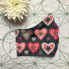 Hearts & Flowers Cotton Face Mask with Nose Wire & Pocket Adult Child Reuseable