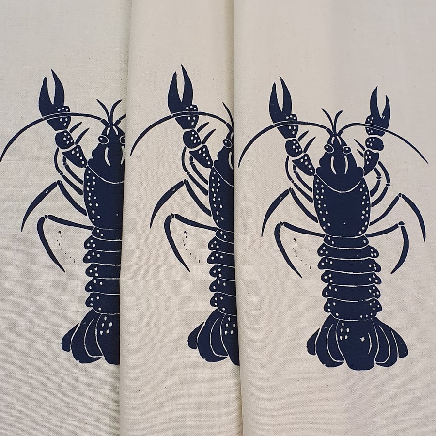 Screen printed Lobster tea towel