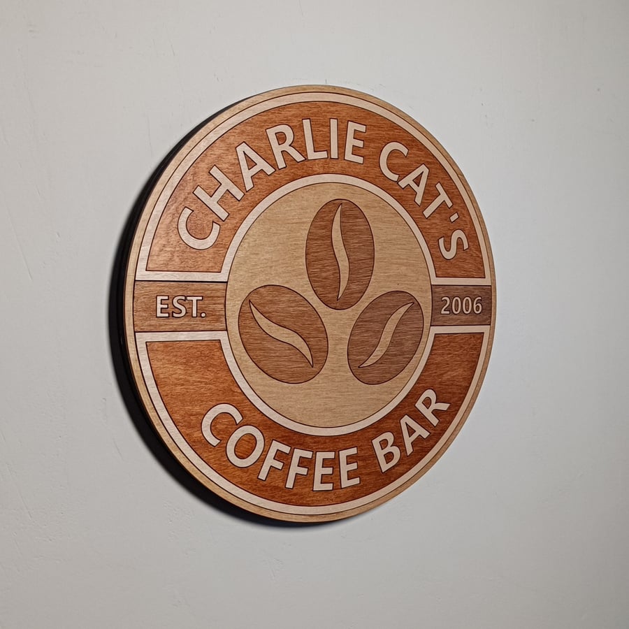 Large personalised wooden coffee style sign