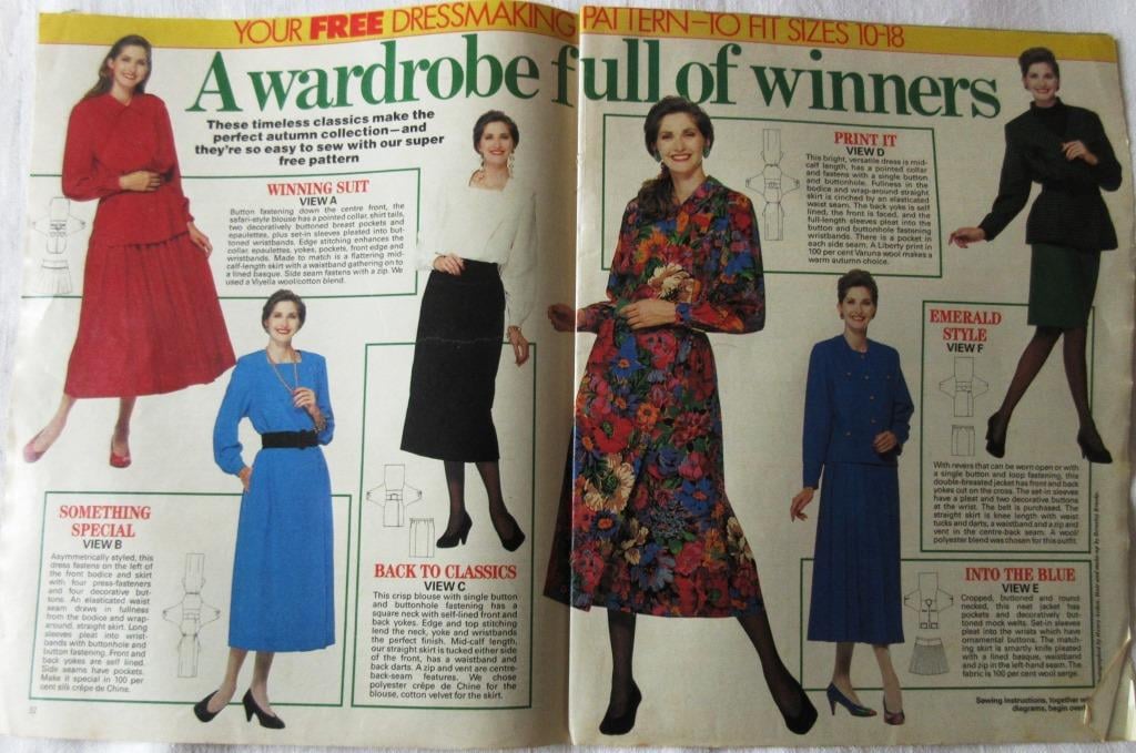 A multi-size sewing pattern for a woman's autumn or spring wardrobe 