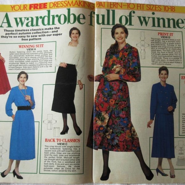 A multi-size sewing pattern for a woman's autumn or spring wardrobe 