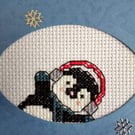 Christmas penguin cross stitch card