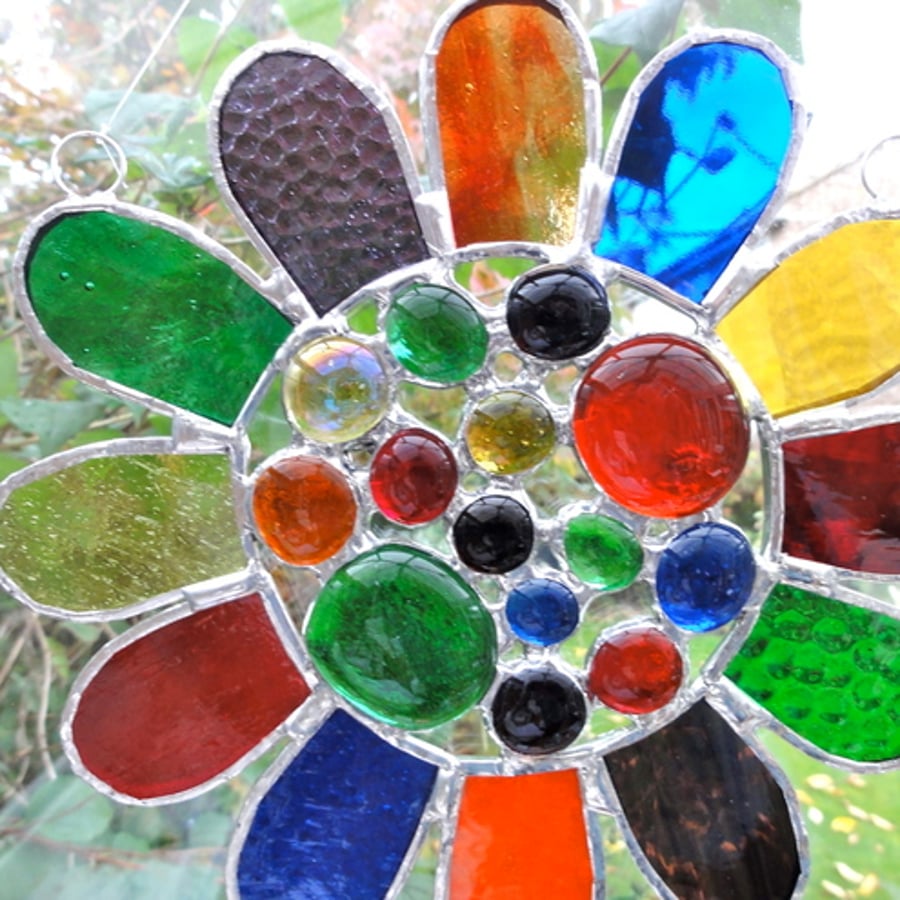 Stained Glass Bead Daisy Suncatcher Multi Col... Folksy