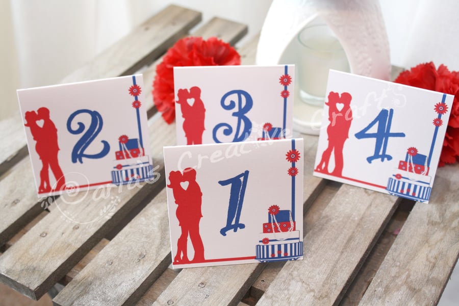 60’s mod themed Double Sided Table Numbers 1 - 12