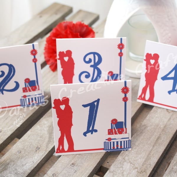 60’s mod themed Double Sided Table Numbers 1 - 12