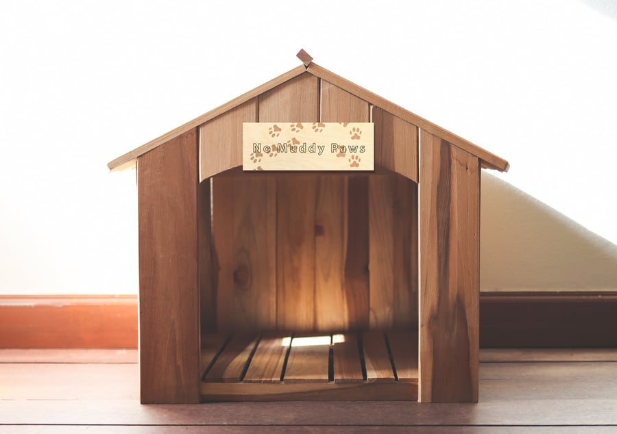 Pet Dog Cat No Muddy Paws Wooden Sign Housewarming Pet Gift Paw Prints