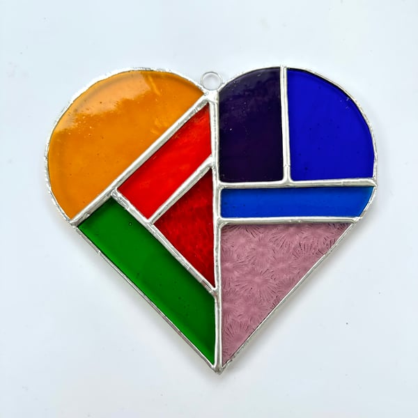 Stained Glass Large Heart Suncatcher - Multi 