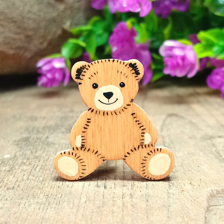 Teddy Bear Brooch, Handmade Collectors Teddy Bear Badge, Cute Bear Pin