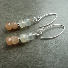 sterling silver earrings, moonstone gemstone jewellery