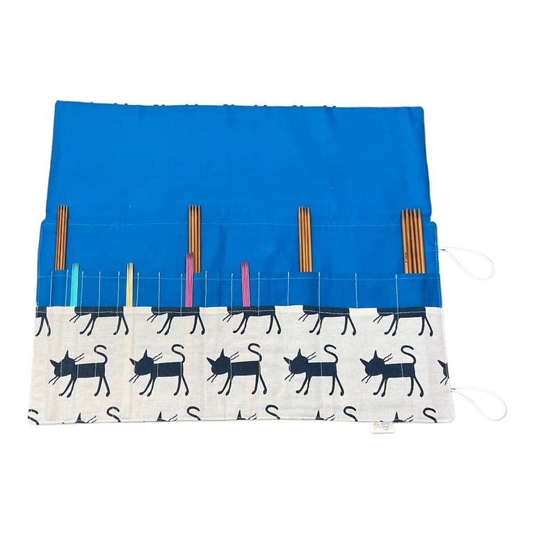 Double pointed case with cats, DPN Case, knitting needle case, crochet hook case