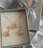 Wire Wrapped Star Necklace and Earrings - Orange