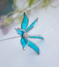 Stained Glass Flower - Handmade 3D Blue Clematis - Silver Finish - Image 4
