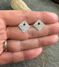 Square sterling silver garnet stud earrings, handmade jewellery - Image 8