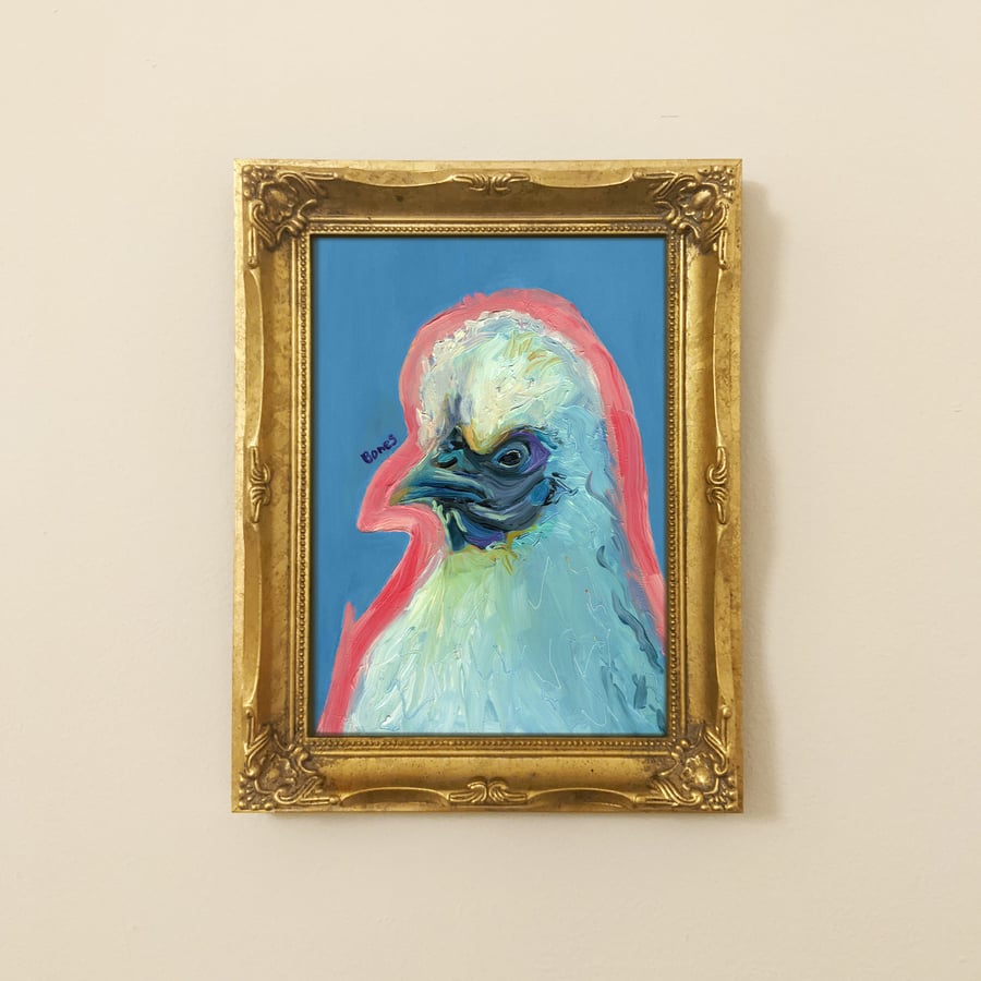 Colourful Blue Chicken Print