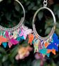 BUTTERFLY HOOPS holograph sequin festival rave kawaii cute silver plated - Image 2