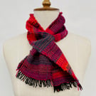 Multi striped Shorty Scarf , hand woven using 100% merino wool 