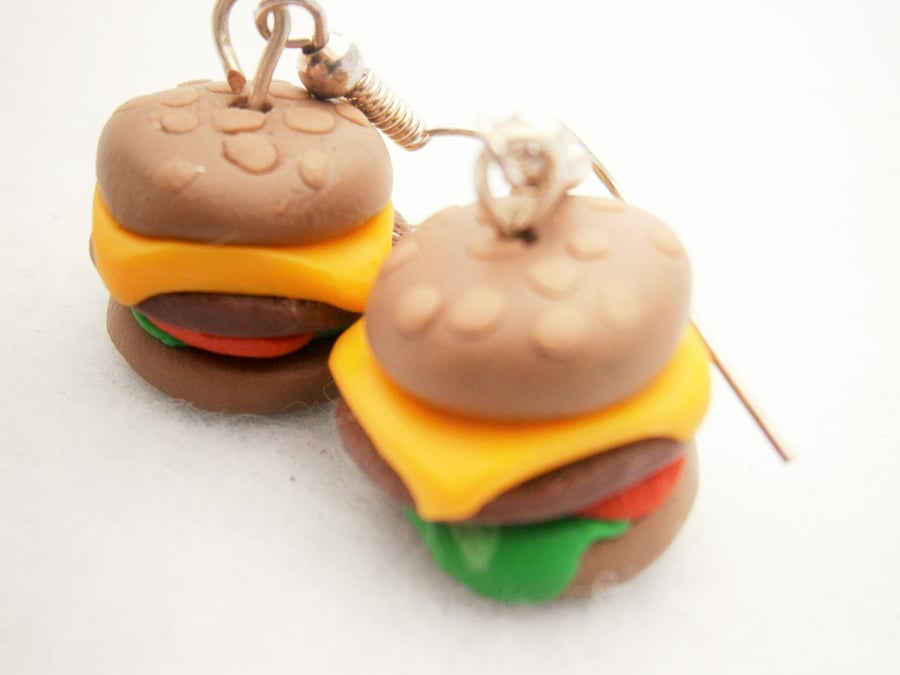 Cheeseburger Novelty Earrings