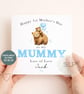 Personalised 1st Mother's Day Card Mummy Bear & Baby Custom Name Card