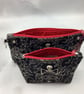 Skeletons makeup bag, Gothic zip bag, 2 size options, Handmade - Image 9