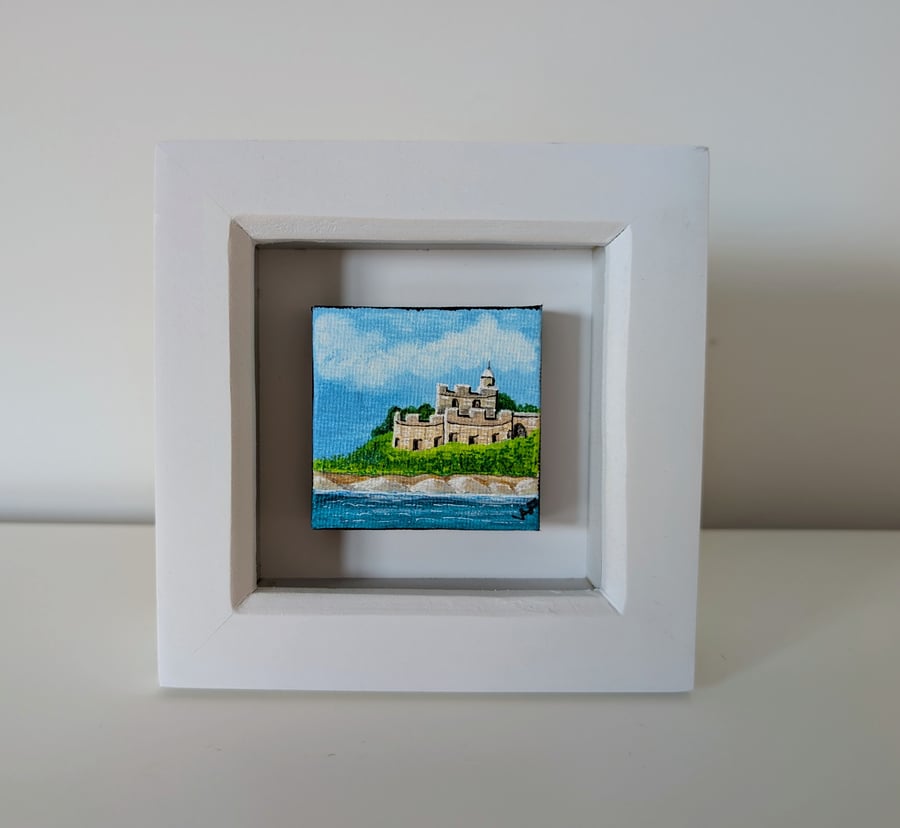 St Mawes Castle Original Miniature Painting Framed