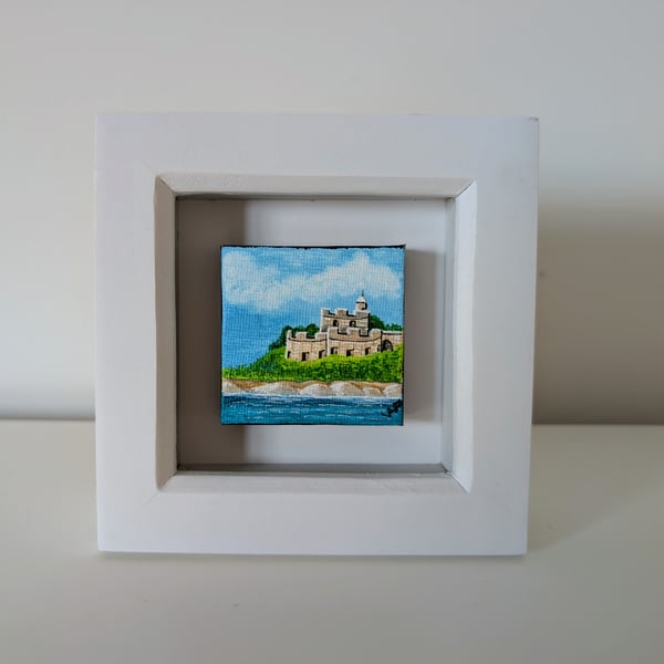 St Mawes Castle Original Miniature Painting Framed