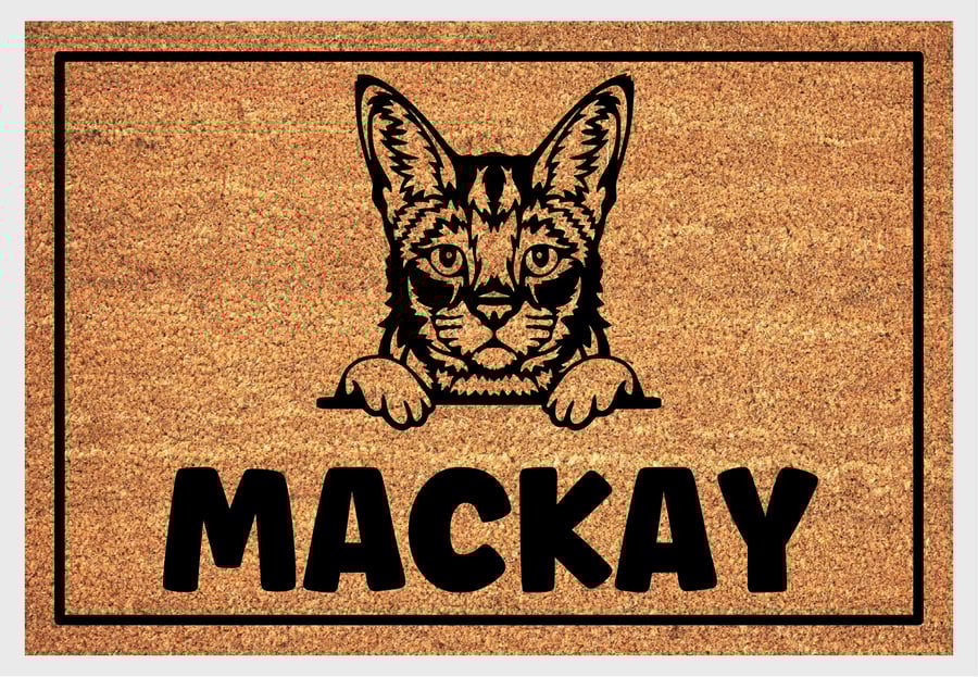 Savannah Cat Door Mat - Personalised Savannah Cat Welcome Mat - 3 Sizes