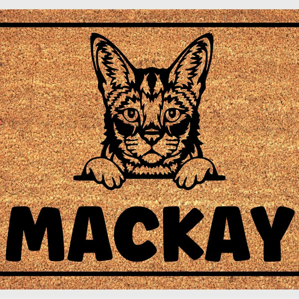 Savannah Cat Door Mat - Personalised Savannah Cat Welcome Mat - 3 Sizes