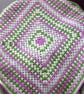 Crochet  Blanket   Granny Square  Pink Green and Cream - Image 1