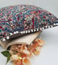 Cushion cover 14" in teal and cherry red pattern fabric.  - Image 2