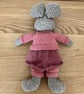 Hand Knitted Rabbit in Pink Outfit - Image 3