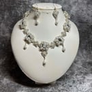 Satine Handmade seed bead, crystal and glass pearl necklace and earrings set