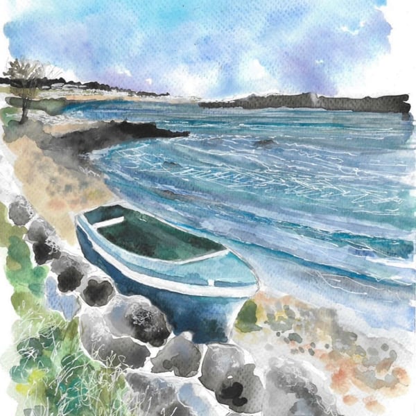 A pause on Pooles edge original watercolour painting