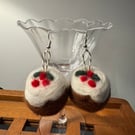 Hand Felted Christmas Pudding Earrings 