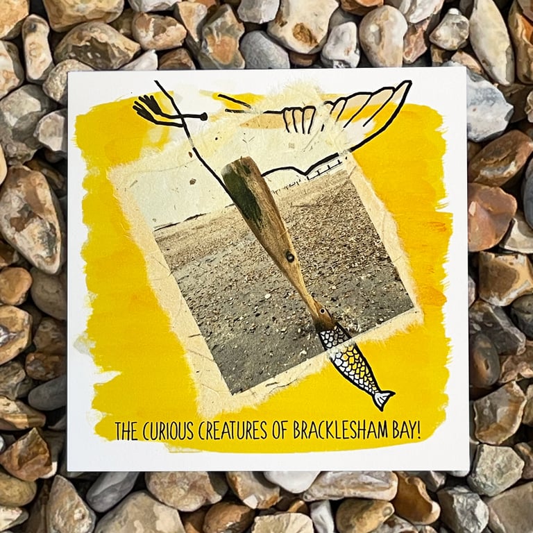 Diving Bird; greetings card, blank inside, printed on card and handmade paper