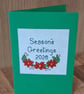 Handmade Cross Stitch Season's Greetings 2026 Christmas Card – Poinsettias - Image 2