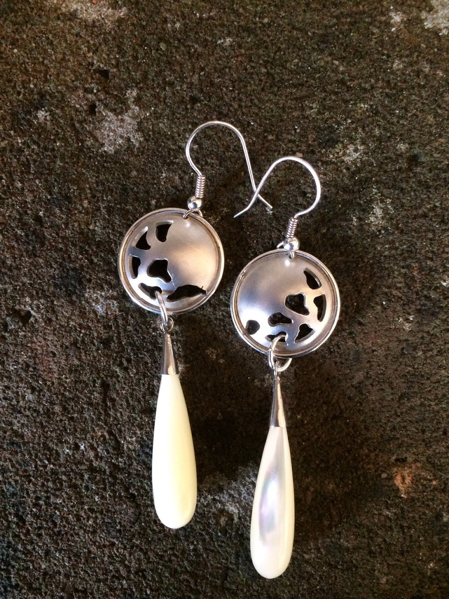 Long sterling silver drop earrings