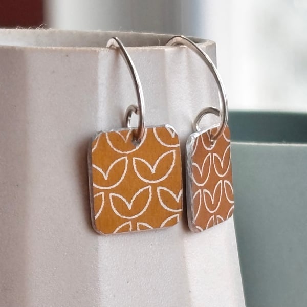 Mustard square drop earrings