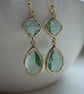 PEACH AND GOLD FACETED DROP EARRINGS. - Image 4