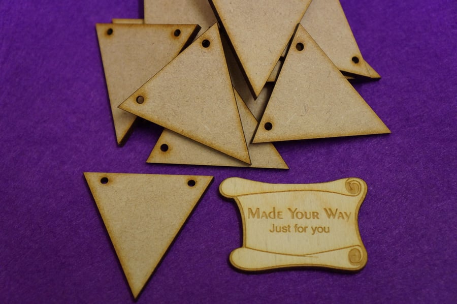 MDF Triangle Bunting two holes 5cm - 15 x Laser cut wooden shape
