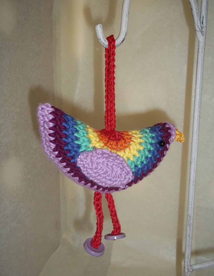 Rainbow Crochet Quirky Bird