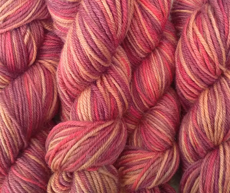 100g Hand-dyed 100% Wool  DK Autumn leaves