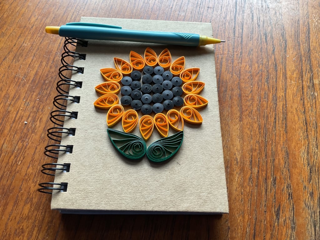 Quilled Ring Bound Notebook with Sunflower