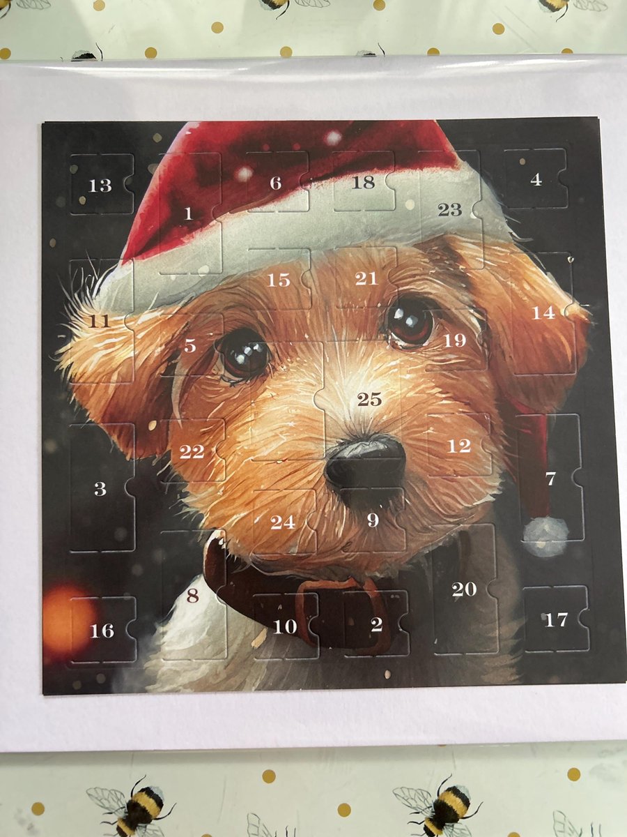 New for Christmas puppy eyes at Christmas Advent Calendar Card Handmade 7 i